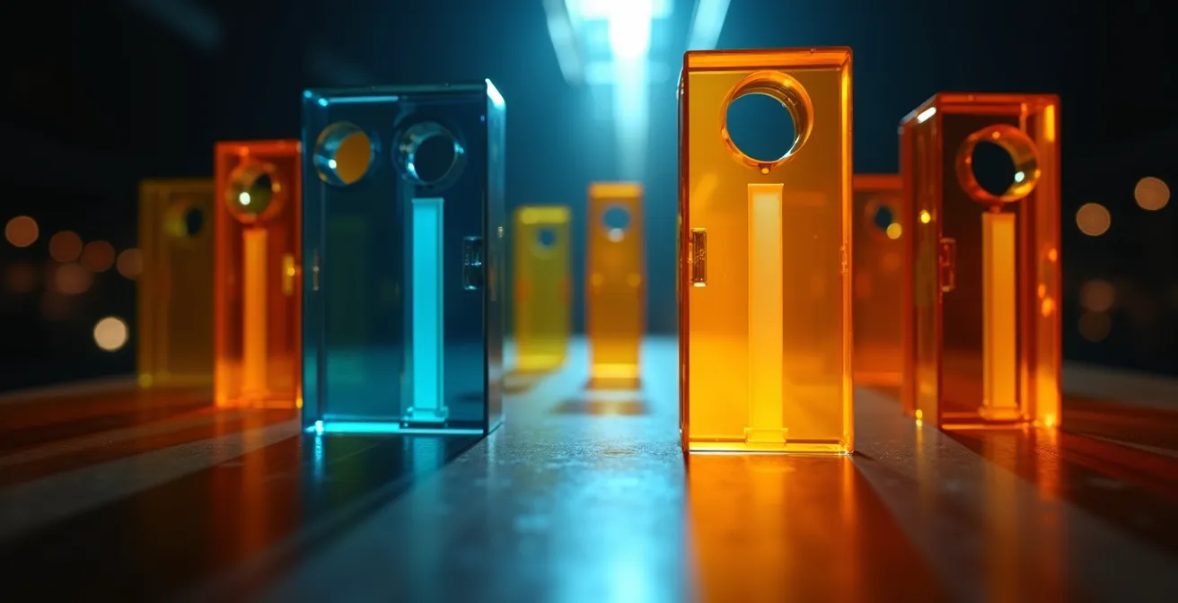 Visualisation métaphorique du modèle du fromage suisse avec plusieurs couches de sécurité représentées par des plaques translucides